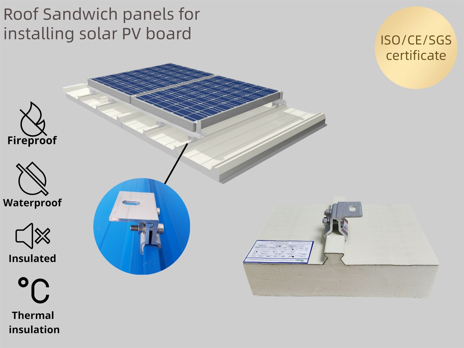 PV roof sandwich panel